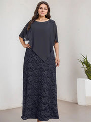 Sheath/Column Scoop Floor-Length Chiffon Lace Mother of the Bride Dress With Sequins Beading