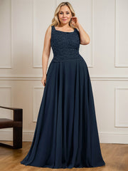 A-line Square Floor-Length Lace Chiffon Mother of the Bride Dress With Sequins