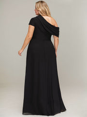 A-line Asymmetrical Floor-Length Chiffon Evening Dress With Pleated