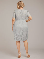 Sheath/Column Scoop Knee-Length Chiffon Lace Mother of the Bride Dress With Beading