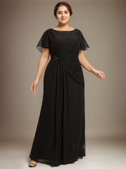 A-line Scoop Ankle-Length Chiffon Mother of the Bride Dress With Beading Pleated