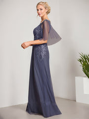 A-line V-Neck Floor-Length Lace Chiffon Mother of the Bride Dress With Sequins Beading