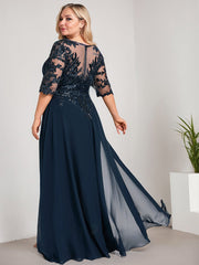 Sheath/Column V-Neck Floor-Length Lace Chiffon Mother of the Bride Dress With Sequins
