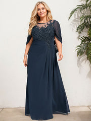 A-Line/Princess Scoop Floor-Length Mother of the Bride Dresses with Pleated & Sequins