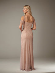 A-Line/Princess Off-the-Shoulder Draped Sleeves Formal Dresses