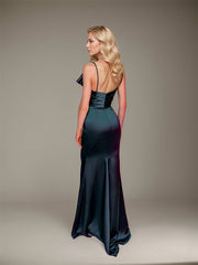 Sheath/Column Asymmetrical Spaghetti Straps Sleeveless Floor-Length Evening Dress