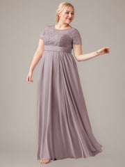 A-Line Scoop Floor-Length Chiffon Mother of the Bride Dress