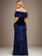 Sheath/Column Off the Shoulder Floor-Length Velvet Evening Dress