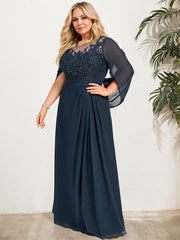 A-Line/Princess Scoop Floor-Length Mother of the Bride Dresses with Pleated & Sequins