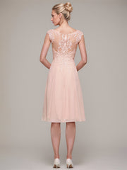 A-line/Princess Sleeveless Knee-Length Chiffon Mother of the Bride Dress With Jacket Appliqued Beading