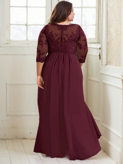 A-Line Floor-Length V-Neck Lace Chiffon Mother of the Bride Dress
