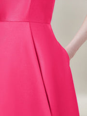 A-line Scoop Asymmetrical Satin Evening Dress