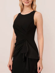 A-Line Boat Neck Asymmetrical Chiffon Evening Dress