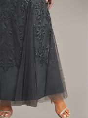 Trumpet/Mermaid Scoop Ankle-Length Lace Tulle Mother of the Bride Dress With Sequins Beading