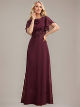 A-line Scoop Floor-Length Chiffon Mother of the Bride Dress With Sequins Appliques Lace