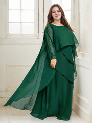 A-line Scoop Floor-Length Chiffon Mother of the Bride Dress