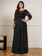 A-Line Floor-Length Scoop Chiffon Mother of Bride Dress