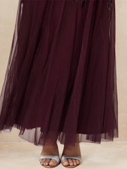 A-Line Scoop Illusion Floor-Length Tulle Mother of the Bride Dress