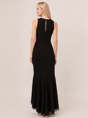A-Line Boat Neck Asymmetrical Chiffon Evening Dress