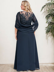 A-Line/Princess Scoop Floor-Length Mother of the Bride Dresses with Pleated & Sequins