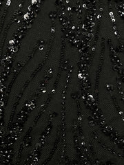 A-Line Sparkly Portrait Floor-Length Evening Dress