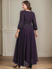 A-line V-Neck Ankle-Length Lace Chiffon Mother of the Bride Dress With Sequins
