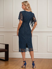 Sheath/Column Scoop Knee-Length Lace Mother of the Bride Dress