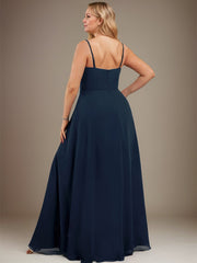 A-line Square Floor-Length Chiffon Evening Dress