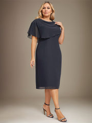 Sheath/Column Scoop Knee-Length Chiffon Mother of the Bride Dress With Beading