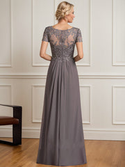 A-line V-Neck Floor-Length Chiffon Lace Mother of the Bride Dress