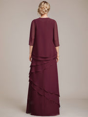 Sheath/Column Scoop Floor-Length Chiffon Mother of the Bride Dress