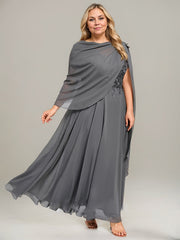 A-line V-Neck Illusion Ankle-Length Lace Chiffon Mother of the Bride Dress With Sequins