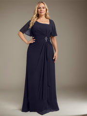 A-line Asymmetrical Floor-Length Chiffon Mother of the Bride Dress With Pleated Beading Sequins