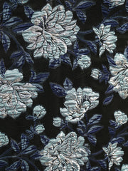 A-line V-Neck Collared Tea-Length Satin Floral Mother of the Bride Dress With Beading 3D Floral Sequins Pleated