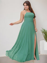 A-line Square Floor-Length Chiffon Evening Dress