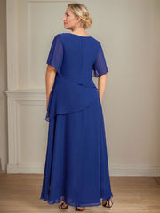 A-line Scoop Ankle-Length Chiffon Mother of the Bride Dress With Beading