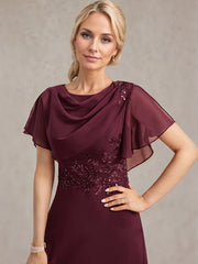 A-line Scoop Floor-Length Chiffon Mother of the Bride Dress With Sequins Appliques Lace