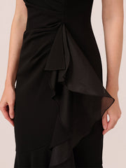 A-Line Boat Neck Asymmetrical Chiffon Evening Dress