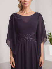 A-line Scoop Illusion Ankle-Length Lace Chiffon Mother of the Bride Dress With Sequins