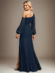 Trumpet/Mermaid Asymmetrical Floor-Length Chiffon Evening Dress With Pleated