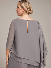 Separates Jumpsuit/Pantsuit Scoop Floor-Length Chiffon Mother of the Bride Dress With Beading