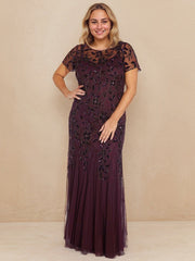 A-Line Scoop Illusion Floor-Length Tulle Mother of the Bride Dress