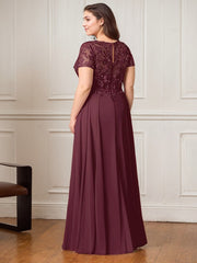 A-Line Boat-Neck Floor-Length Sequins Chiffon Mother of the Bride Dress