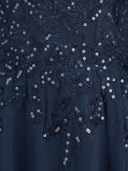 A-line V-Neck Floor-Length Lace Chiffon Mother of the Bride Dress With Sequins