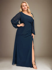 Trumpet/Mermaid Asymmetrical Floor-Length Chiffon Evening Dress With Pleated