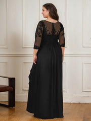 A-Line Floor-Length Scoop Chiffon Mother of Bride Dress