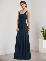 A-line Square Floor-Length Lace Chiffon Mother of the Bride Dress With Sequins