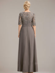 A-line Asymmetrical Asymmetrical Lace Chiffon Mother of the Bride Dress With Pleated Sequins