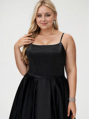 A-line Square Floor-Length Satin Evening Dress