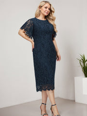 Sheath/Column Scoop Knee-Length Lace Mother of the Bride Dress